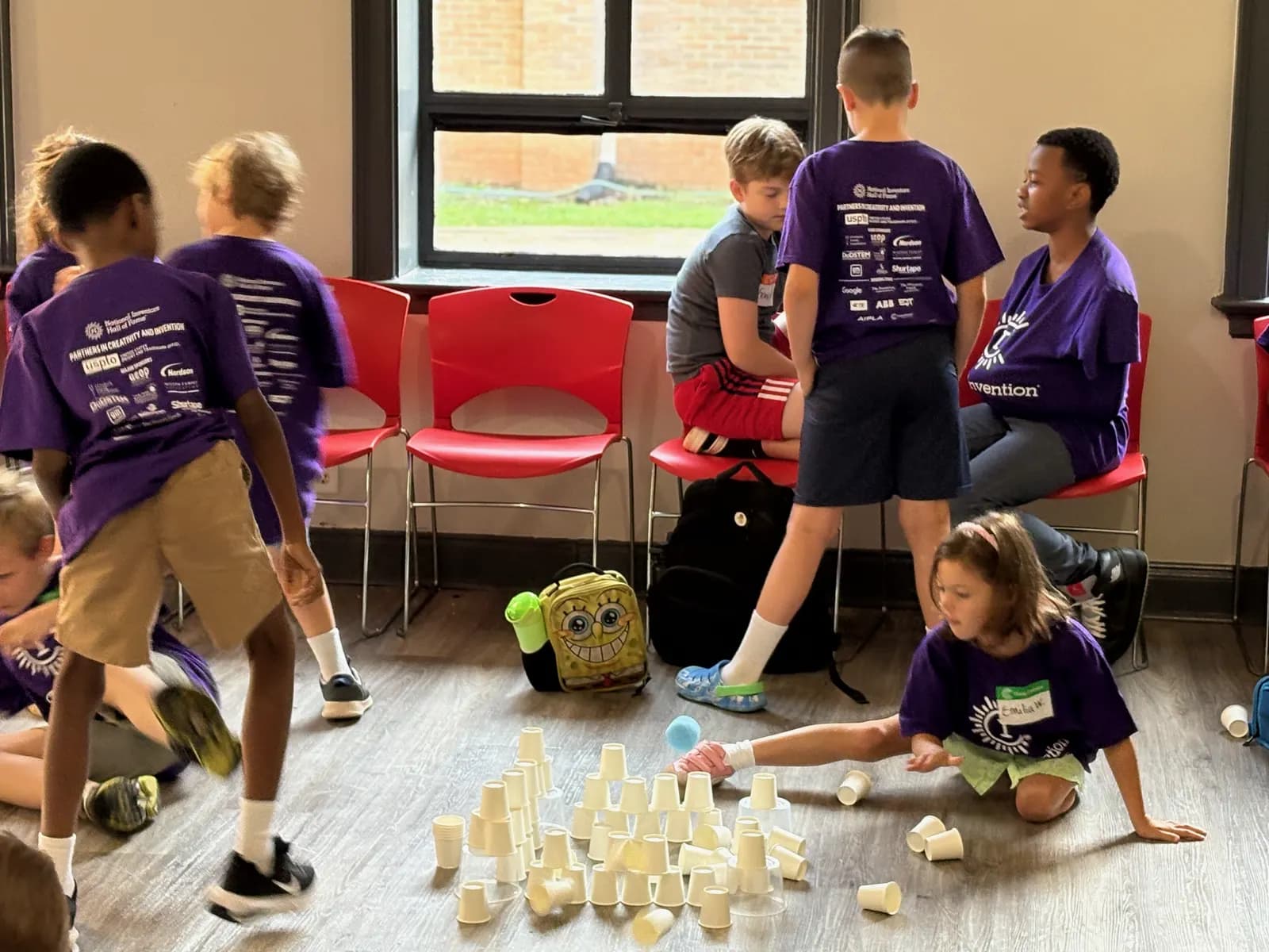 Camp Invention cup-stacking challenge