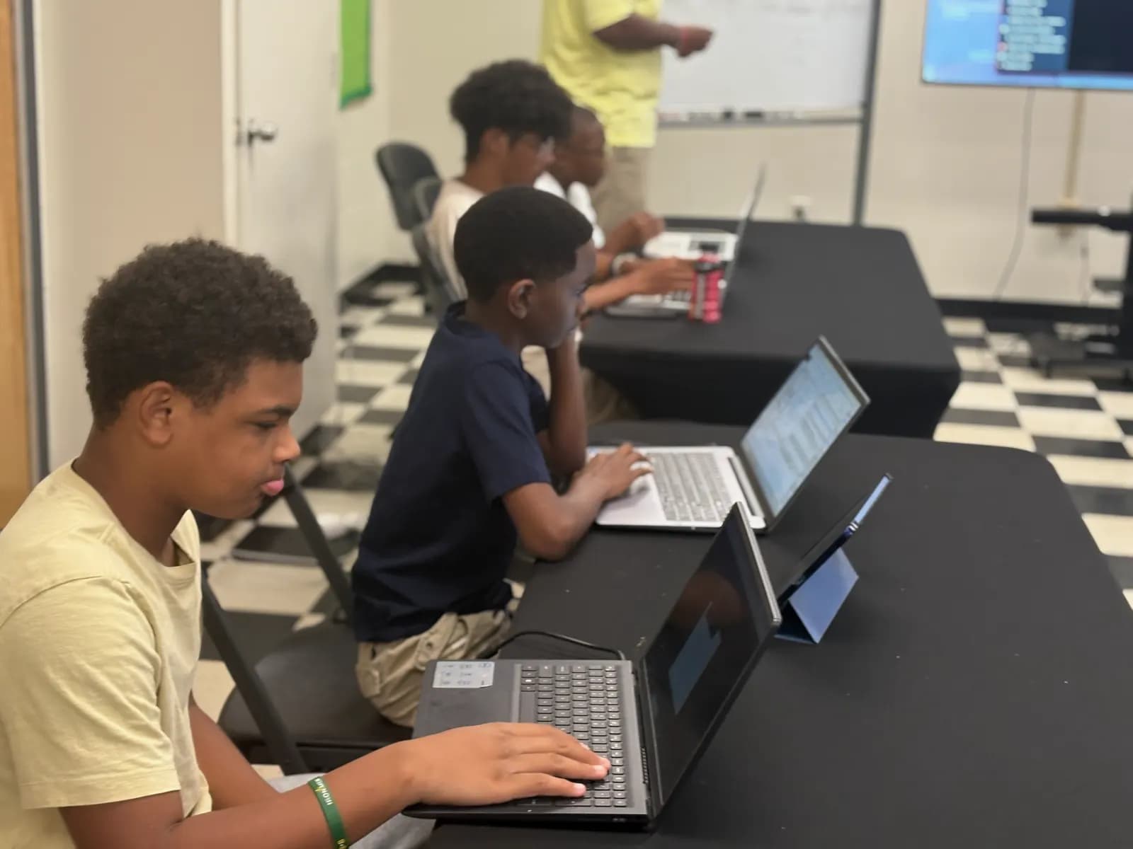 Students working on laptops