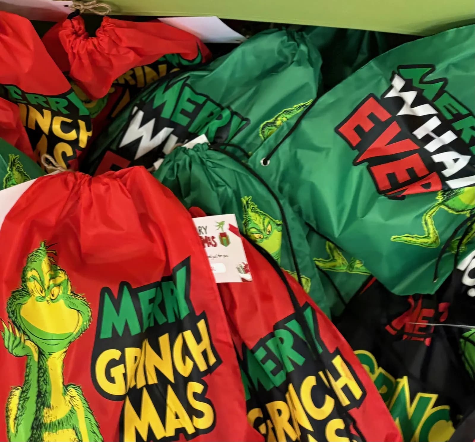 Grinchmas gift bags ready for distribution