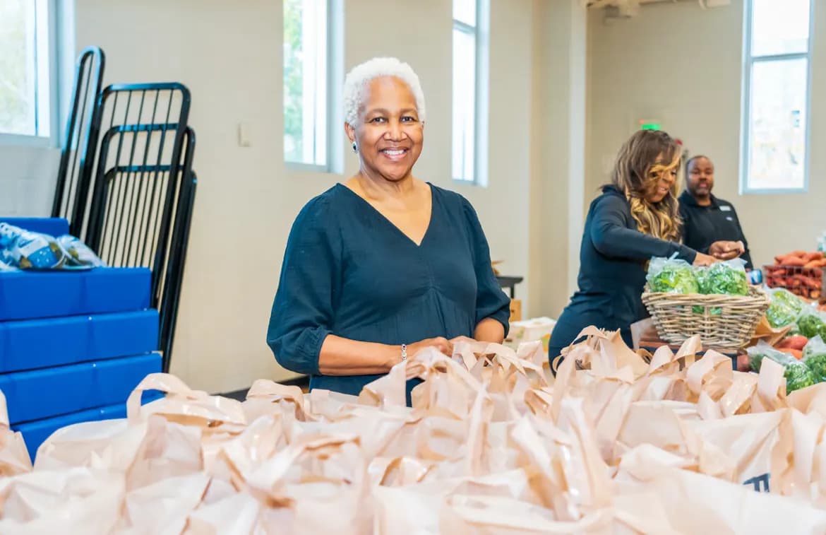 Bagged groceries ready for families