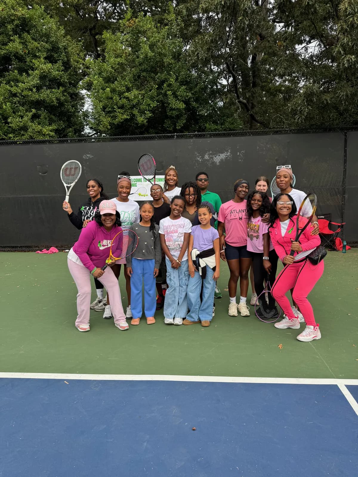 Tennis group on court