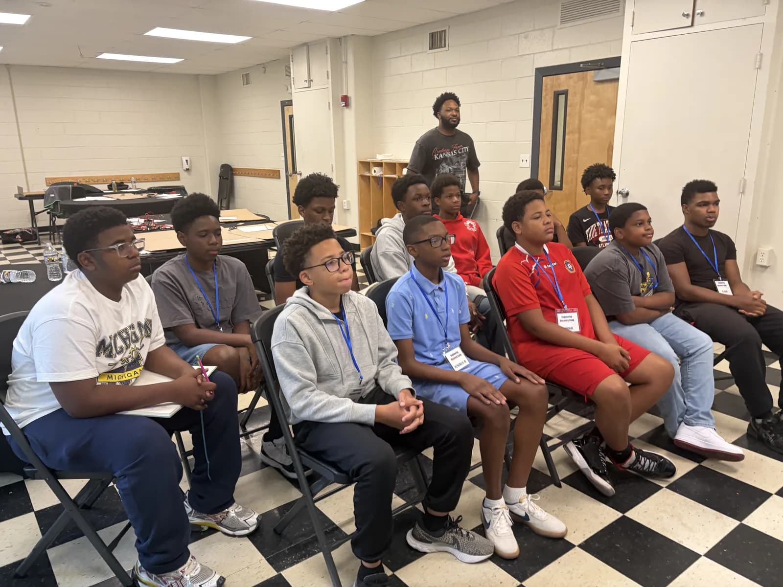 Engineering camp students seated together in the classroom