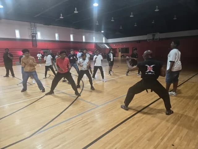 A group fitness class in the gym